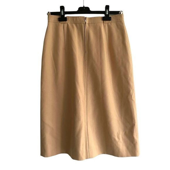 VINTAGE Wool Midi Skirt Camel 30 - Picture 2 of 4